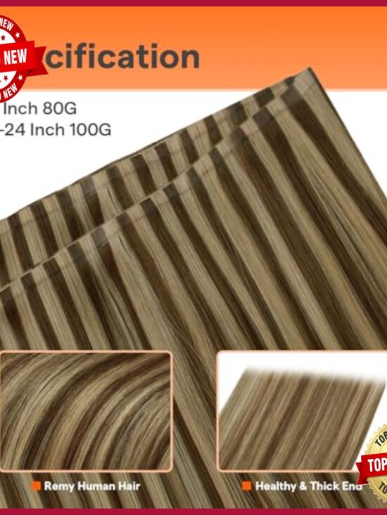 20 Inch Human Hair Extensions, Glueless Weft, Natural Volume main image 5
